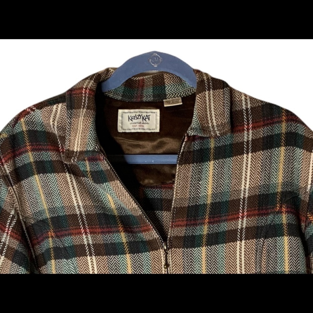 Vintage Krazy Kat Herringbone plaid Jacket Coat Medium